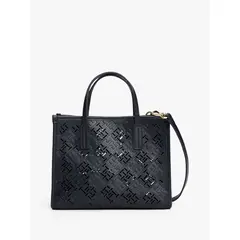 TOMMY HILFIGER - Bolso azul oscuro tote City con monograma TH