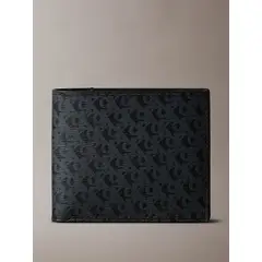 CALVIN KLEIN - Billetera negra plegable mate con monograma