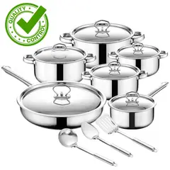 ONE PIXEL - Batería De Ollas Acero Utensilios De Cocina 15 Piezas Cocina Inducción