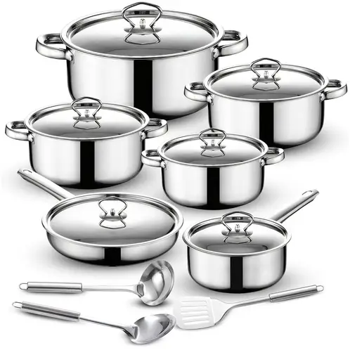 ONE PIXEL - Batería De Ollas Acero Utensilios De Cocina 15 Piezas Cocina Inducción