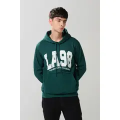 KOAJ - Buzo verde oscuro college con capota y bolsillo Hombre