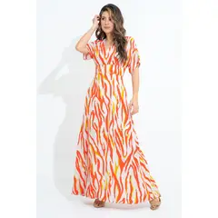 RAGGED - Vestido largo methis Naranja