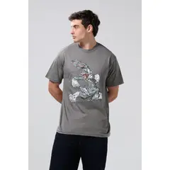KOAJ - Camiseta gris de Looney Tunes con cuello redondo Hombre