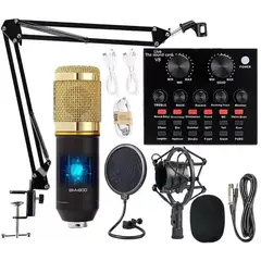 GENERICO - Kit De Micrófono De Condensador BM 800 Con Tarjeta De Sonido V8S