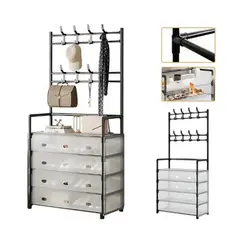 GENERICO - Zapatero Perchero Tendedero Organizador 5 Niveles Con Tapa