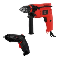 FERRENOVO - Kit Taladro de Impacto 500W + Destornillador Inalámbrico 10 Puntas