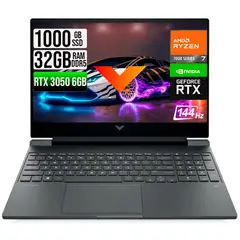 HP - VICTUS AMD RYZEN 7-7445HS RTX 3050 6GB SSD 1TB RAM 32GB LED 15,6" FHD 144Hz