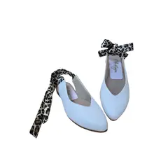 MOSTAZA - Baletas blancas con tiras animal print