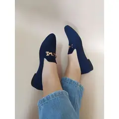 MOSTAZA - Zapatos azul imperial con hebilla