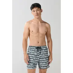 KOAJ - Bermuda tiro bajo playera negra con diseños de textos Hombre