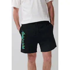 KOAJ - Bermuda negra con diseño de Rick and Morty y bolsillos Hombre