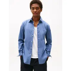 TOMMY HILFIGER - Camisa azul Poplin Mini de manga larga