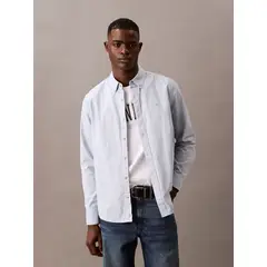 CALVIN KLEIN - Camisa azul Oxford clásica de manga larga