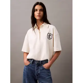 CALVIN KLEIN - Polo blanco de punto de algodón con logo