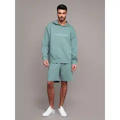 CALVIN KLEIN - Buzo gris con capota de felpa con logo estándar