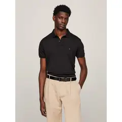 TOMMY HILFIGER - Polo negro Essential de corte regular con logo