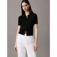 CALVIN KLEIN - Top Tipo Polo Cropped de Punto Liso