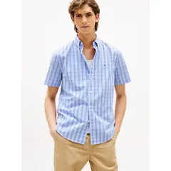 TOMMY HILFIGER - Camisa azul Americana de manga corta