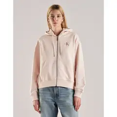 CALVIN KLEIN - Buzo beige con capota y cierre de cremallera