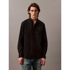 CALVIN KLEIN - Camisa negra Oxford clásica de manga larga