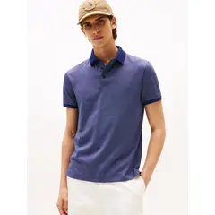 TOMMY HILFIGER - Polo azul con tejido jacquard de corte regular