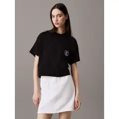 CALVIN KLEIN - Camiseta Cropped con Escudo de Logo