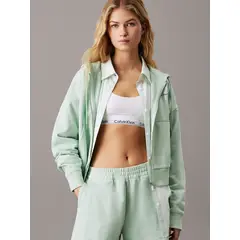 CALVIN KLEIN - Buzo verde con capota y cierre de cremallera