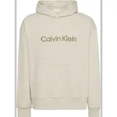 CALVIN KLEIN - Buzo verde con capota de felpa con logo estándar