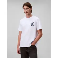 CALVIN KLEIN - Camiseta blanca varsity con monograma de parche