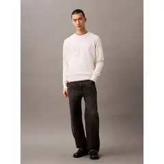 CALVIN KLEIN - Saco blanco tejido de algodón con logo tonal