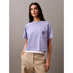 CALVIN KLEIN - Camiseta Morada Boxy con Escudo de Logo