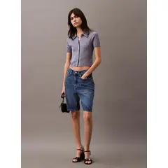 CALVIN KLEIN - Top tipo polo croppe e punto liso
