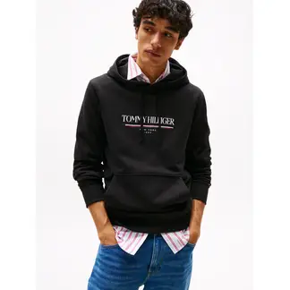 TOMMY HILFIGER - Buzo negro brand love con capota