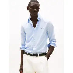 TOMMY HILFIGER - Camisa celeste Poplin Mini de manga larga