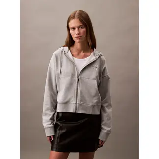 CALVIN KLEIN - Buzo gris con capota y cierre de cremallera