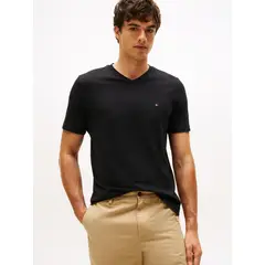 TOMMY HILFIGER - Camiseta negra de Cuello en V