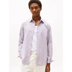 TOMMY HILFIGER - Camisa rosada Flex Poplin de manga larga