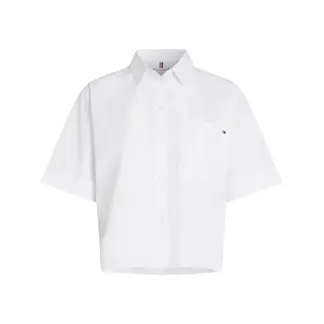 TOMMY HILFIGER - Camisa blanca Corta de Rayas con Bolsillo