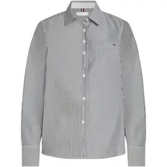 TOMMY HILFIGER - Camisa gris poplin a rayas con logo