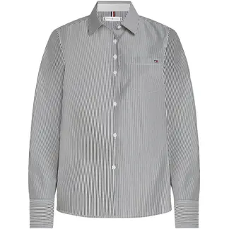 TOMMY HILFIGER - Camisa gris poplin a rayas con logo