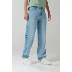 KOAJ - Jean azul claro carpintero con tiro medio y bota ancha Hombre