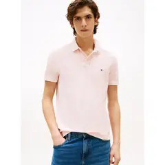 TOMMY HILFIGER - Polo rosa teñido en prenda con logo bordado