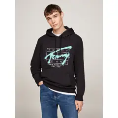 TOMMY HILFIGER - Buzo negro con logo distintivo estilo graffiti Tommy Jeans