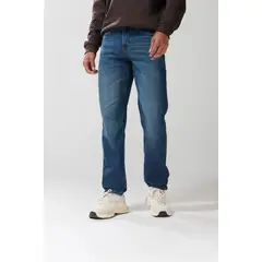 KOAJ - Jean 90´S bota recta azul oscuro con tiro bajo y cremal Hombre