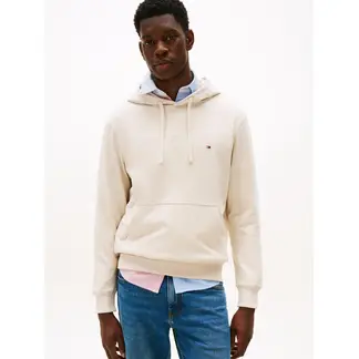 TOMMY HILFIGER - Buzo beige de felpa con capota y logo bordado