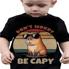 100 - Camiseta Color Negro Con Capibara