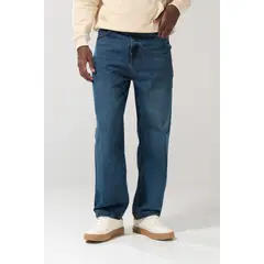 KOAJ - Jean baggy azul oscuro tiro medio con bota ancha y bols Hombre