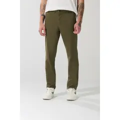 KOAJ - Pantalón slim unicolor en dril con bolsillos y tiro med Hombre