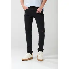 KOAJ - Jean skinny negro con rotos delanteros y tiro bajo Hombre