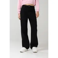 KOAJ - Jean 90´S negro con bota recta, cremallera y tiro alto Mujer
